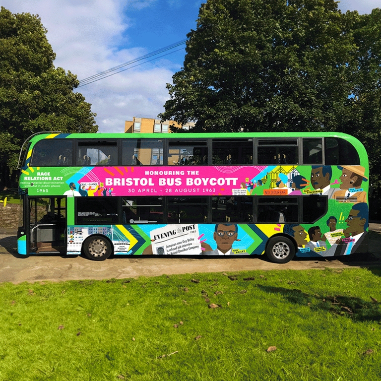 Alissa Thaler Bus Wrap for Bristol’s First Bus in honour of the Bristol Bus Boycott 1963