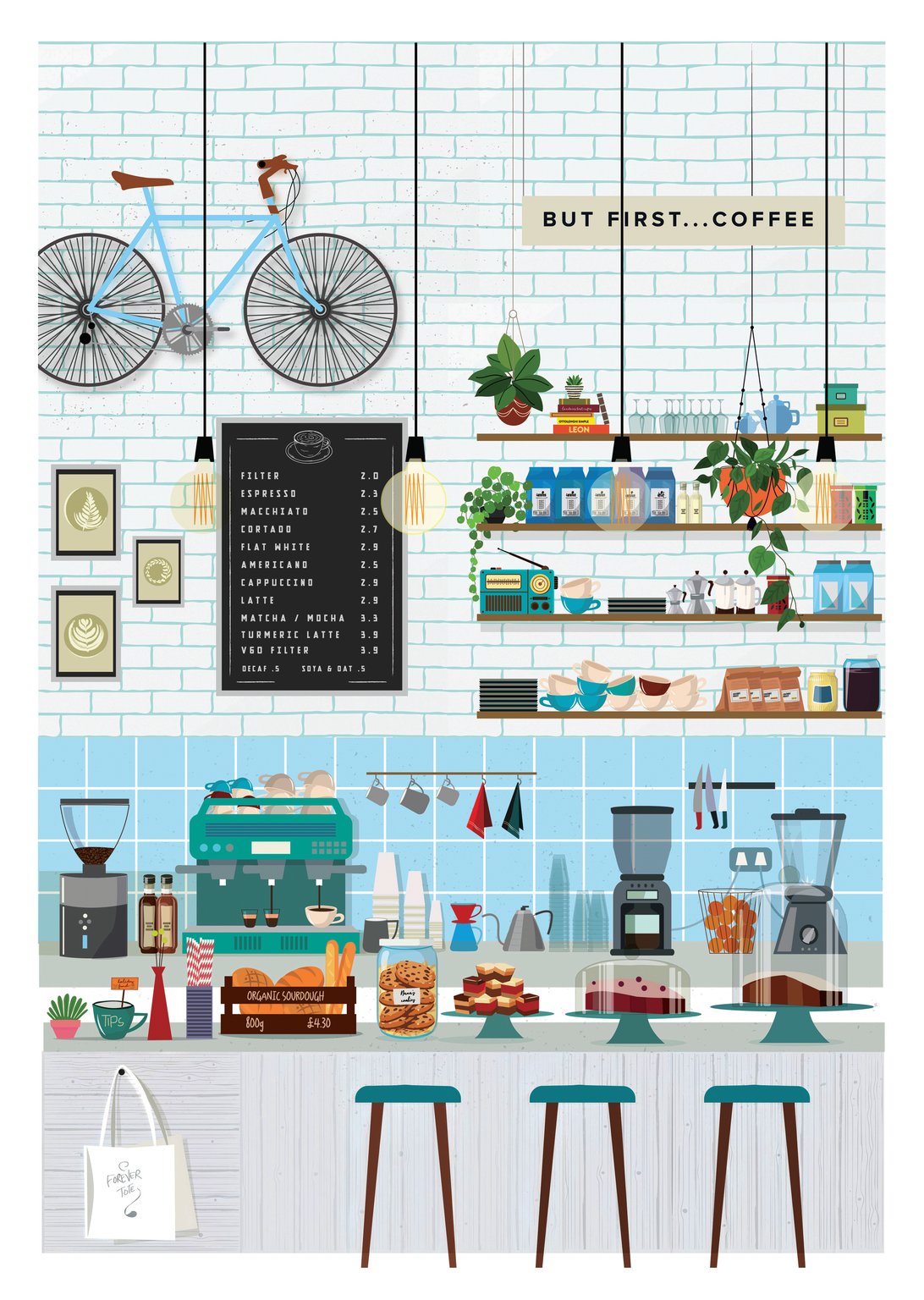 Mathanki Kodavasal London Coffee Shop Art Print