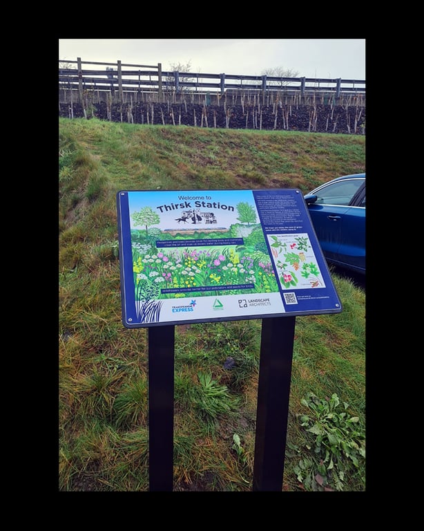 Cathy Simpson Thirsk Station information panel in situ