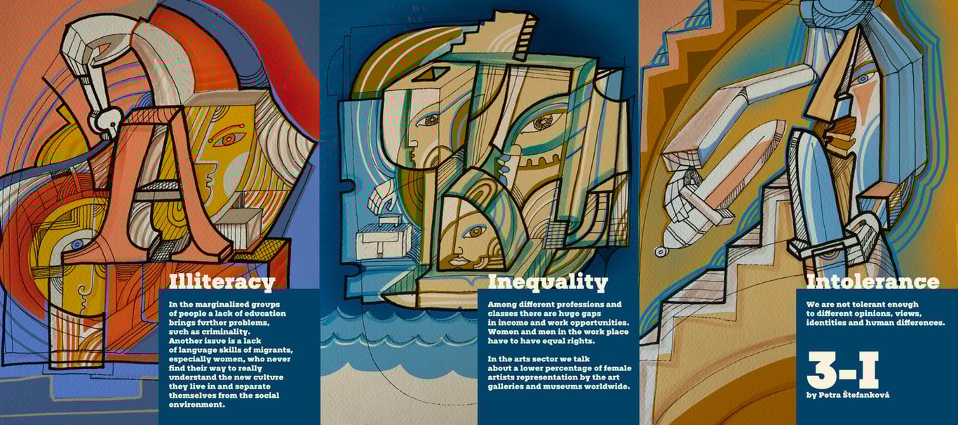 Petra Stefankova Illiteracy Intolerance Inequality Social Posters