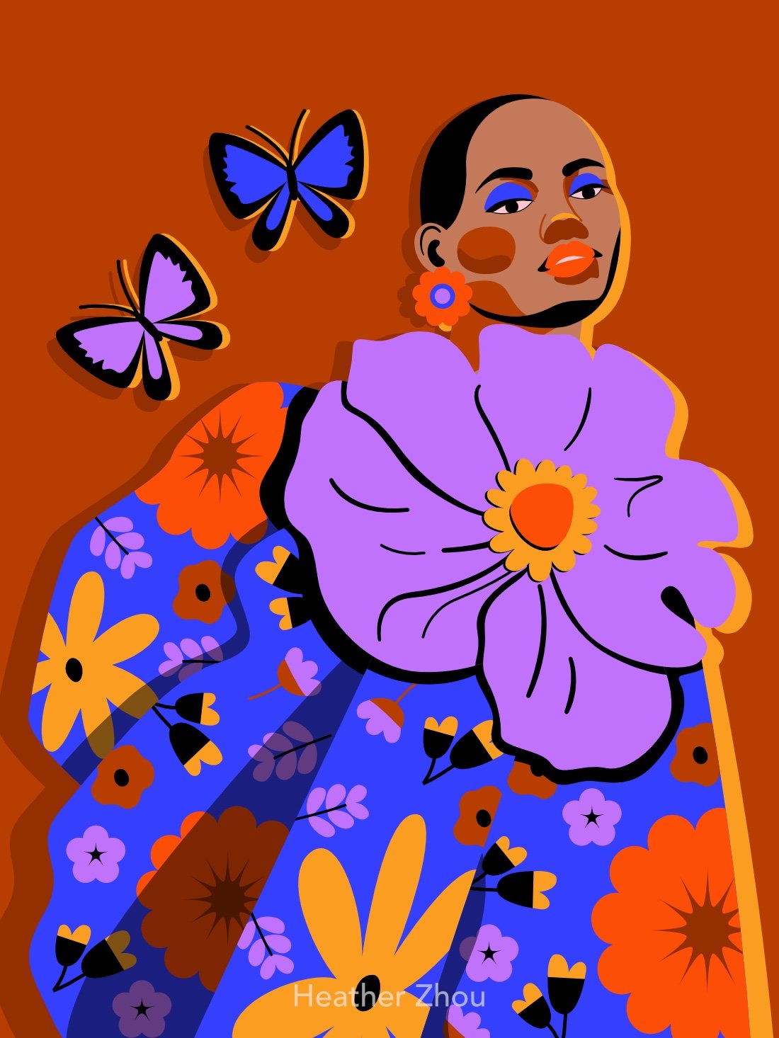 Heather Zhou Floral Fashion Illustration 2024
