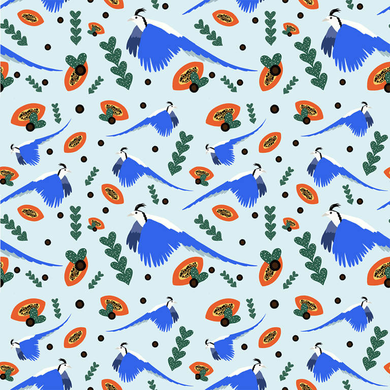 Frances Marcellin White-throated Magpie – seamless pattern