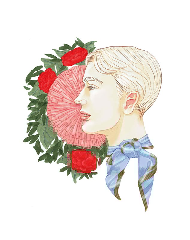 Klaus Piechocki Ernest in fashion scarf with flowers