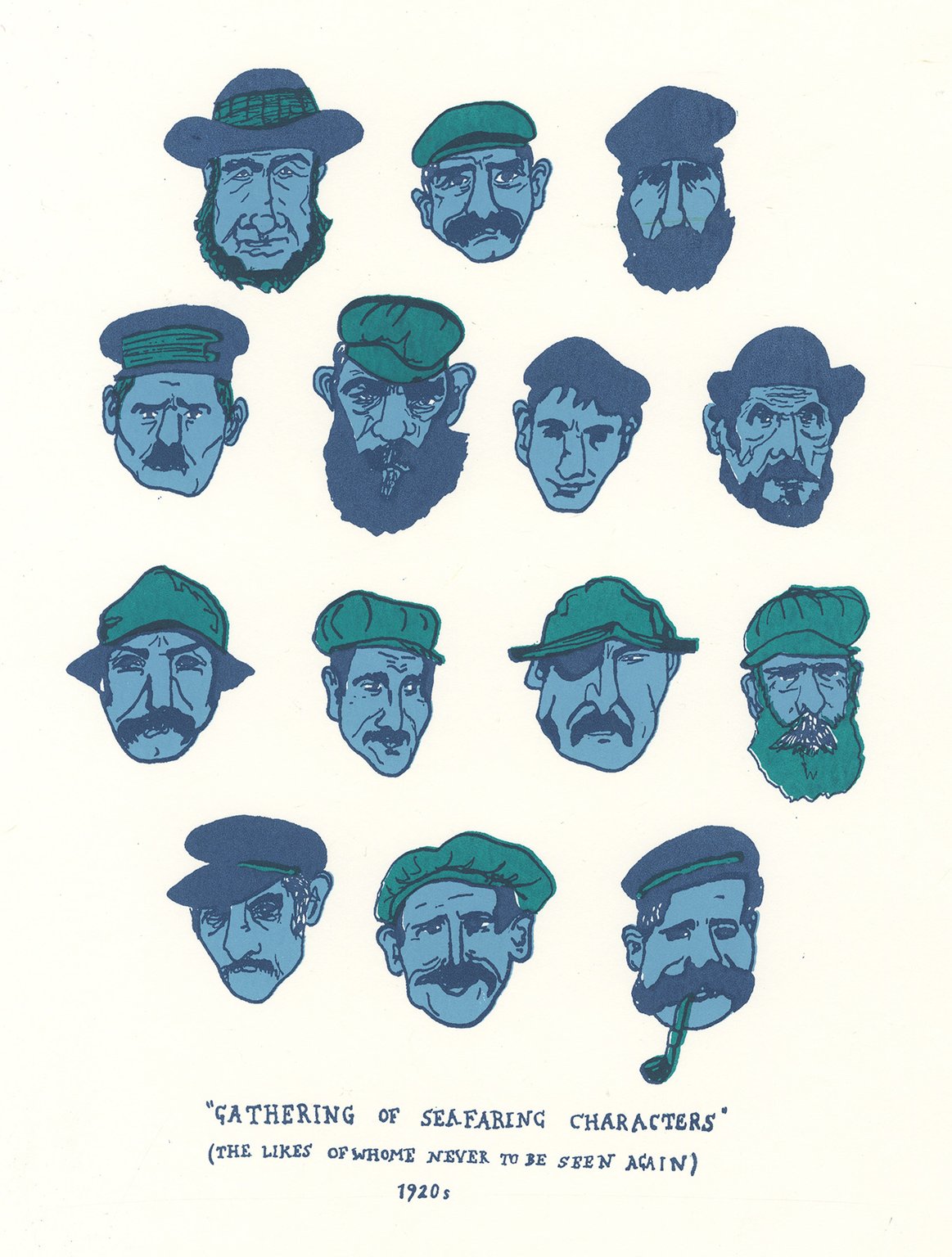 Lucy Wooler Gathering of Seafaring Characters – Self Initiated Screen Print