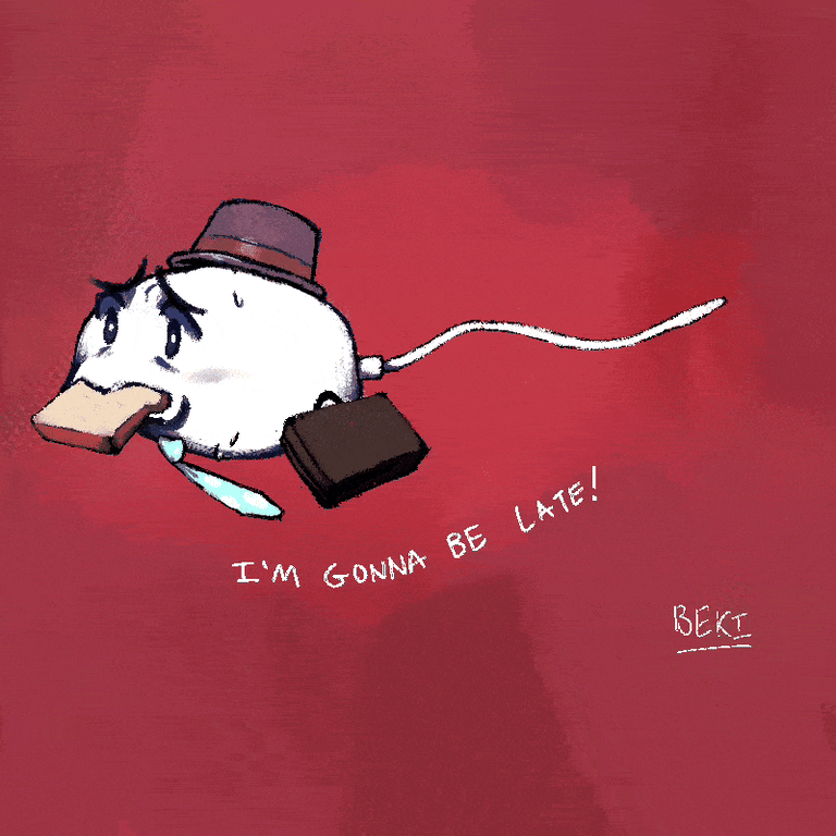 Beki Evans I’m gonna be late! – Looping animated gif