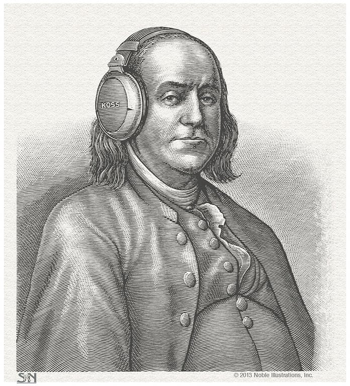 Steven Noble Ben Franklin Portrait for Koss Headphones