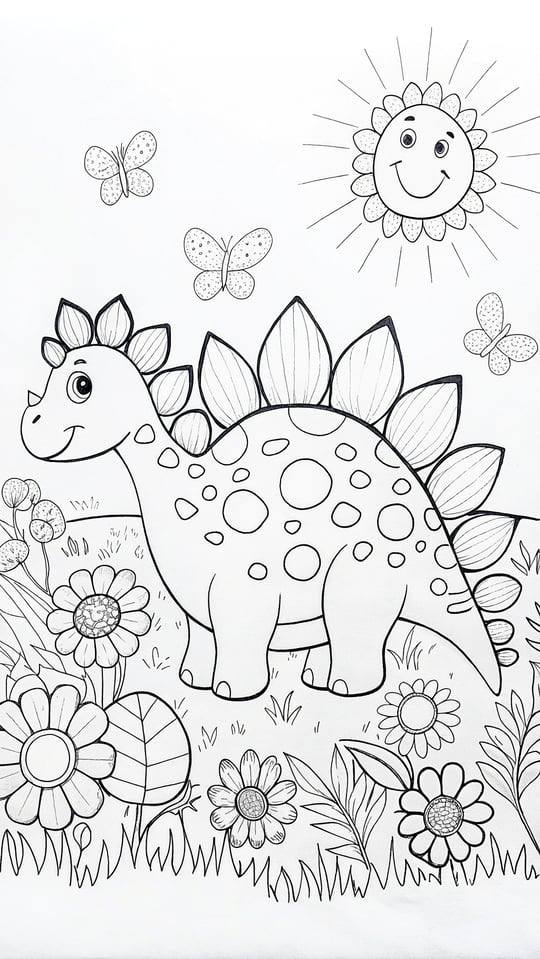 A stegosaurus with spiked plates on its back