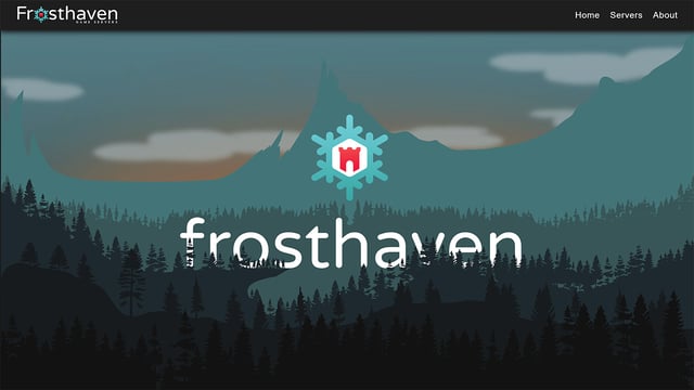 Screenshot of the homepage for Frosthaven Game Servers