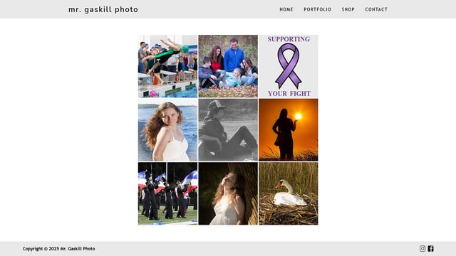 Screenshot of the homepage for Mr. Gaskill Photo