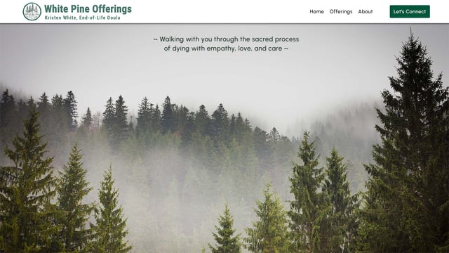 Screenshot of the homepage for White Pine Offerings