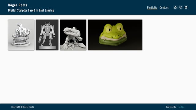 Screenshot of the homepage for Roger Roets | Digital Sculptor