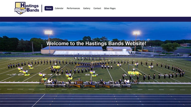 Screenshot of the homepage for Hastings Bands