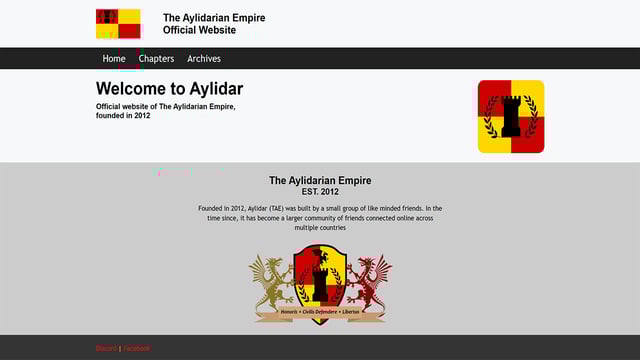 Screenshot of the homepage for Aylidarian Gaming