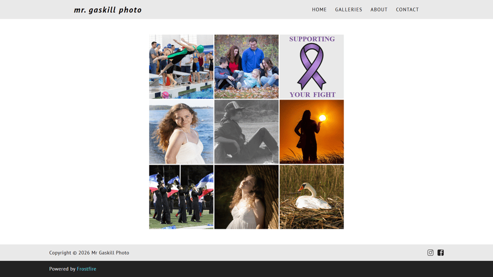 Website homepage for Mr. Gaskill Photo
