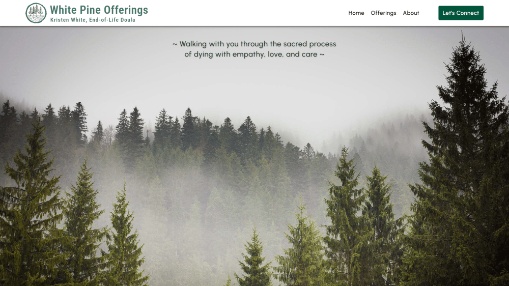 Website homepage for White Pine Offerings