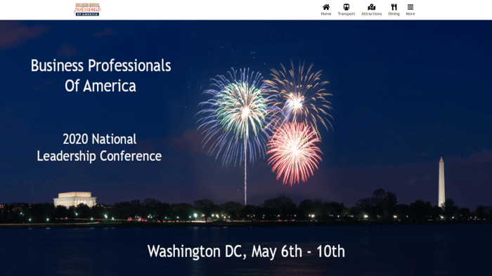 Screenshot of the homepage for Web Design Team 2019
