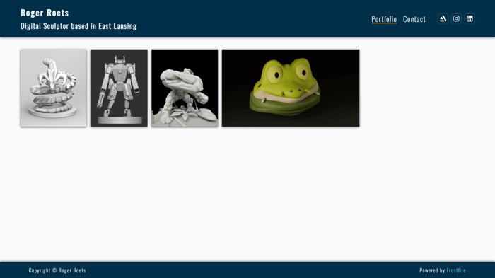 Screenshot of the homepage for Roger Roets Portfolio