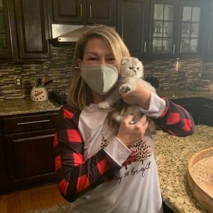 A small kitten in an alt's arms