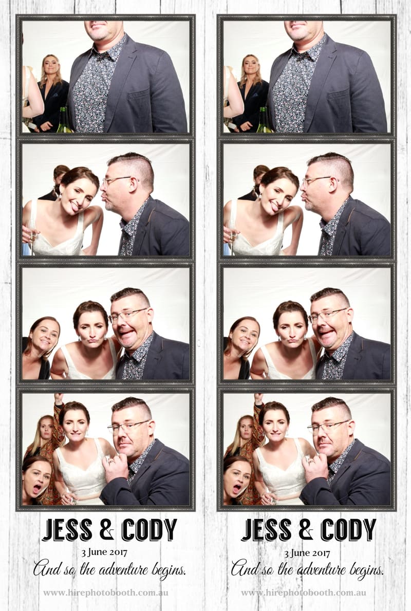 Photo booth strip with guests making silly faces and posing together.