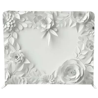 White 3D paper flower photo booth backdrop