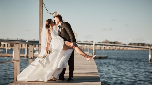 Ashleigh & James at Sandstone Point Hotel