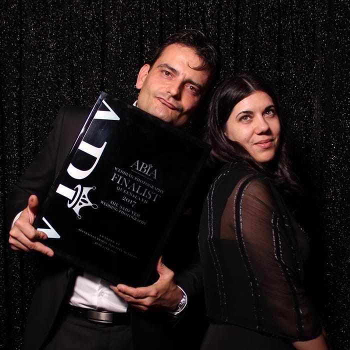A younger Roman and Ellie Alurkoff at the 2017 ABIA Awards