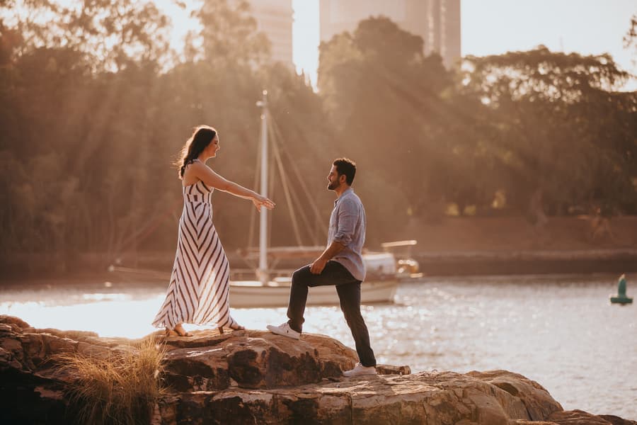 Sarah & Sam pre-wedding session at Kangaroo Point, Brisbane