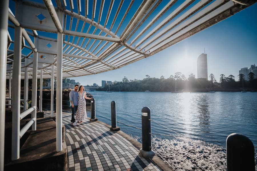 Sarah & Sam pre-wedding session at Kangaroo Point, Brisbane