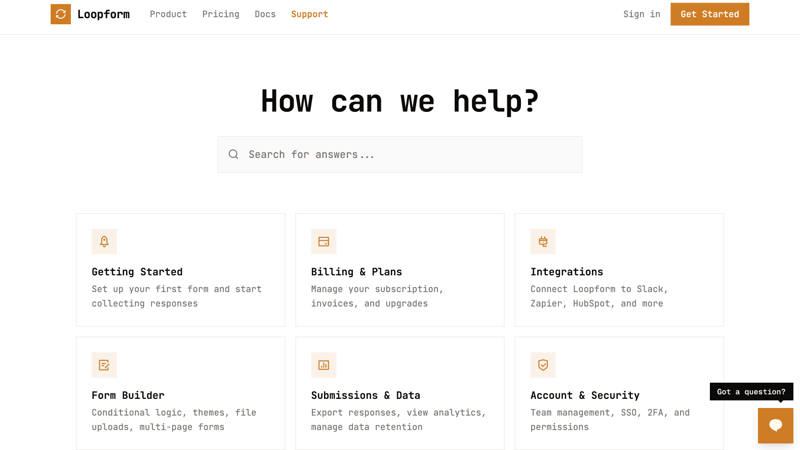 Loopform — AI Support Bot screenshot