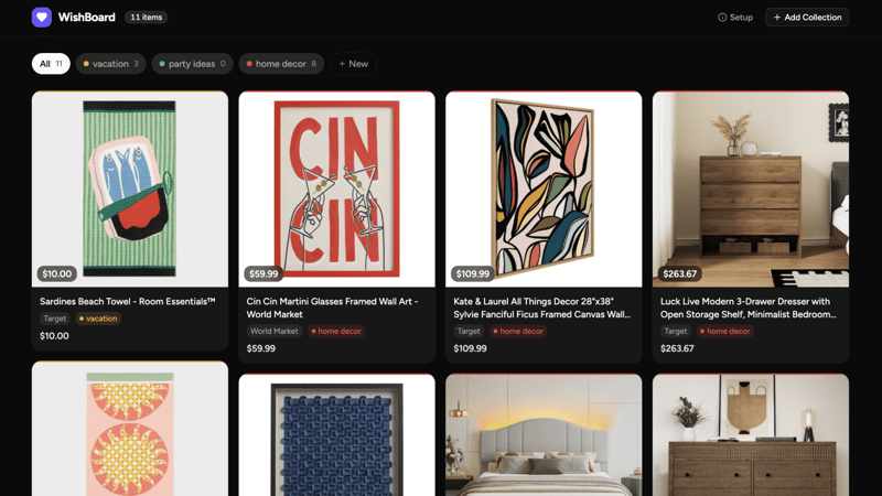 WishBoard screenshot