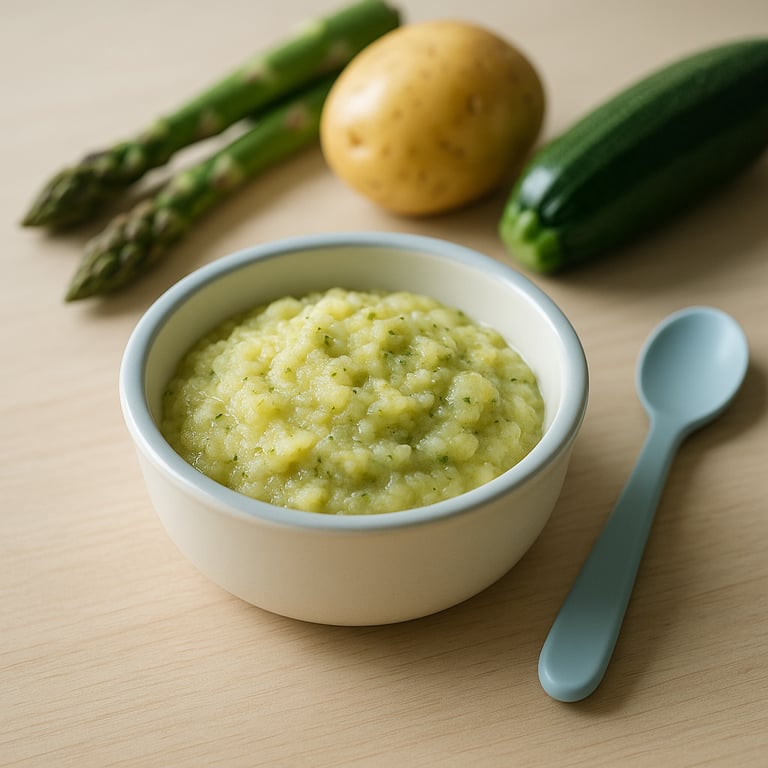 Asparagus, Zucchini, and Potato Purée for Toddlers.