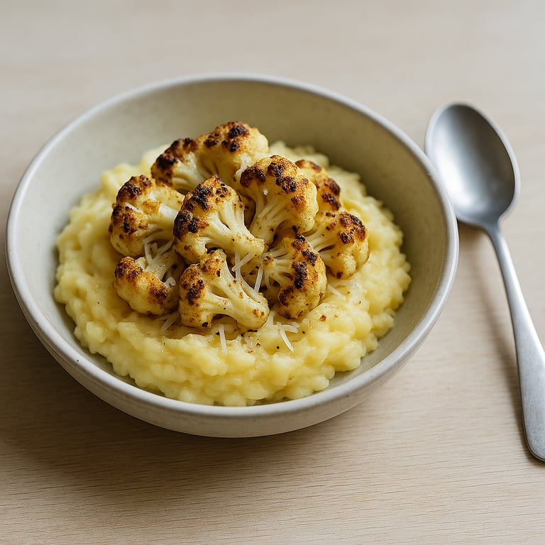 Gerösteter Blumenkohl mit Kartoffelstampf und Parmesan