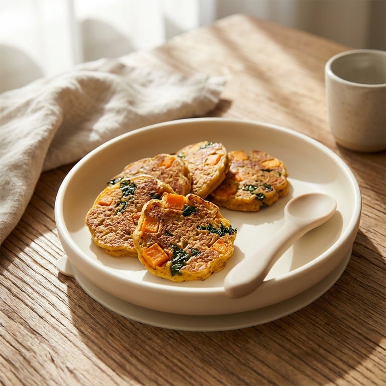 Édesburgonya és kelkáposzta mini palacsinták (10 hónapos kortól)