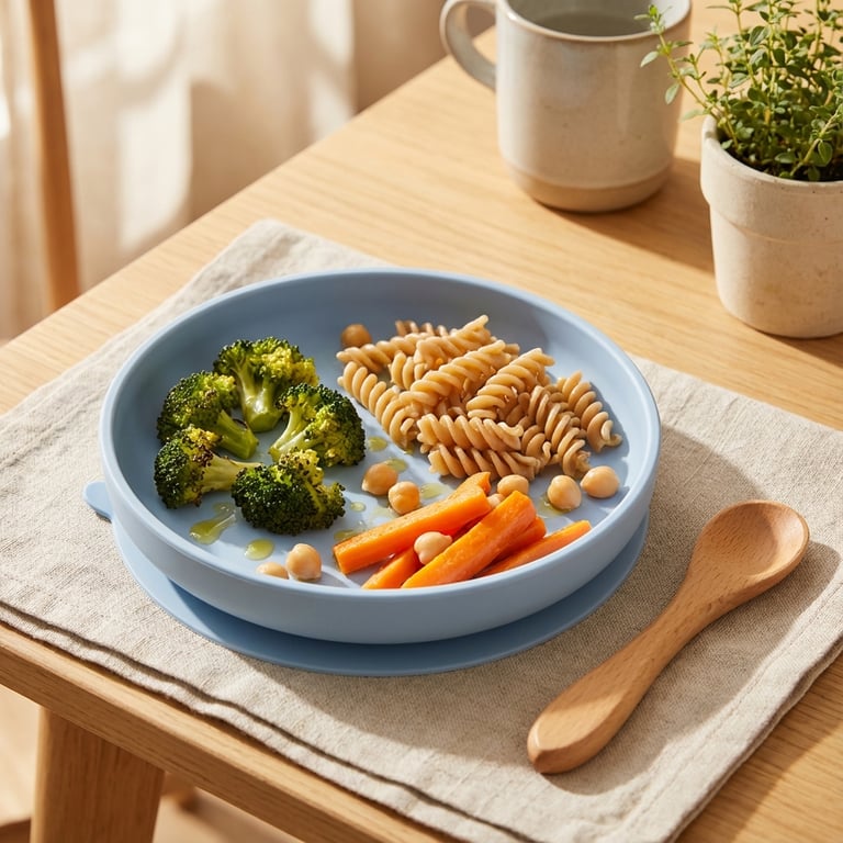 Toddler Broccoli, Brown Rice Pasta & Chickpea Lunch