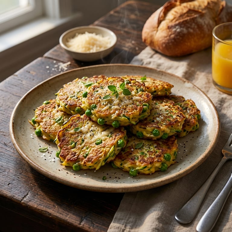 Zucchini & Pea Fritters with Parmesan