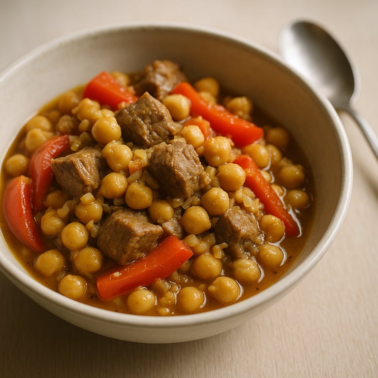 Lamm-Kichererbsen-Paprika-Pfanne