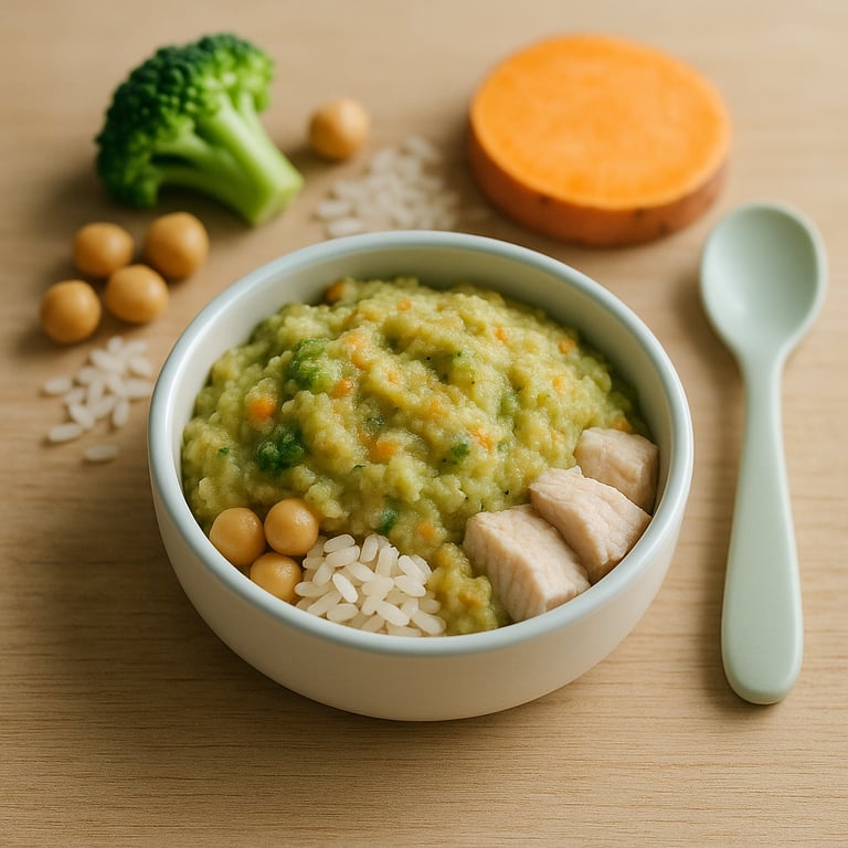 Babypüree mit Pute und Gemüse.