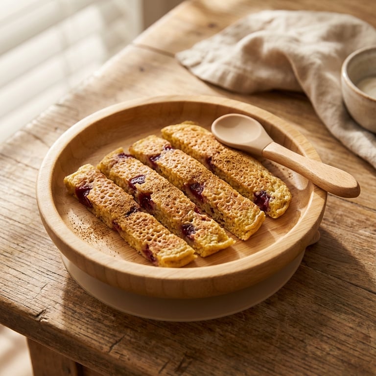 Hirse- und Pflaumen-Pfannkuchenstäbchen