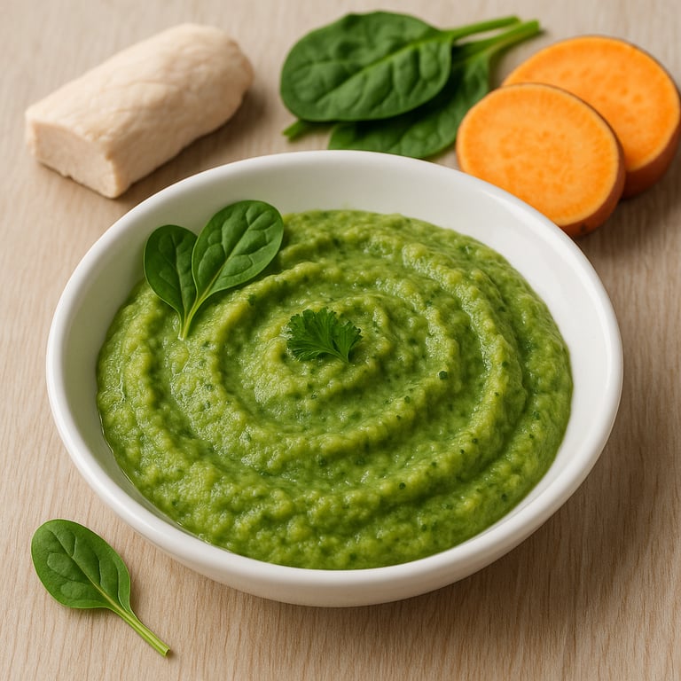 Chicken Puree with Spinach and Sweet Potato