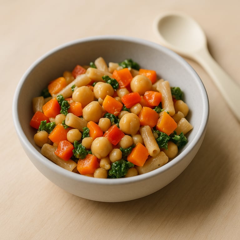 Bell Pepper & Chickpea Brown Rice Pasta Toss (Toddler 10+ months)