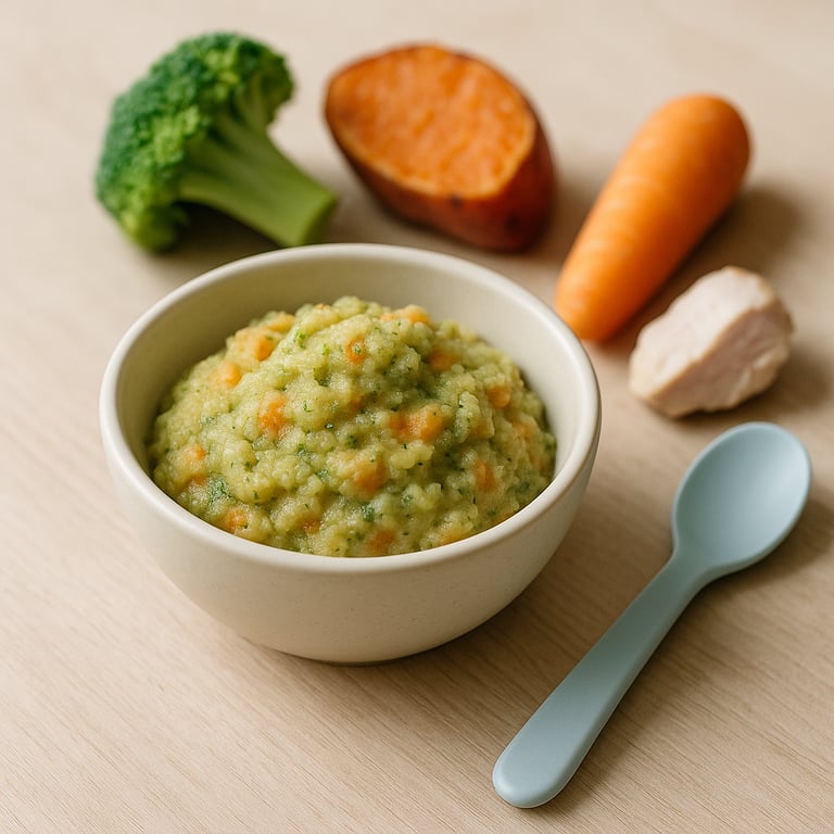 Csirkés-zöldséges püré kisgyermekeknek.