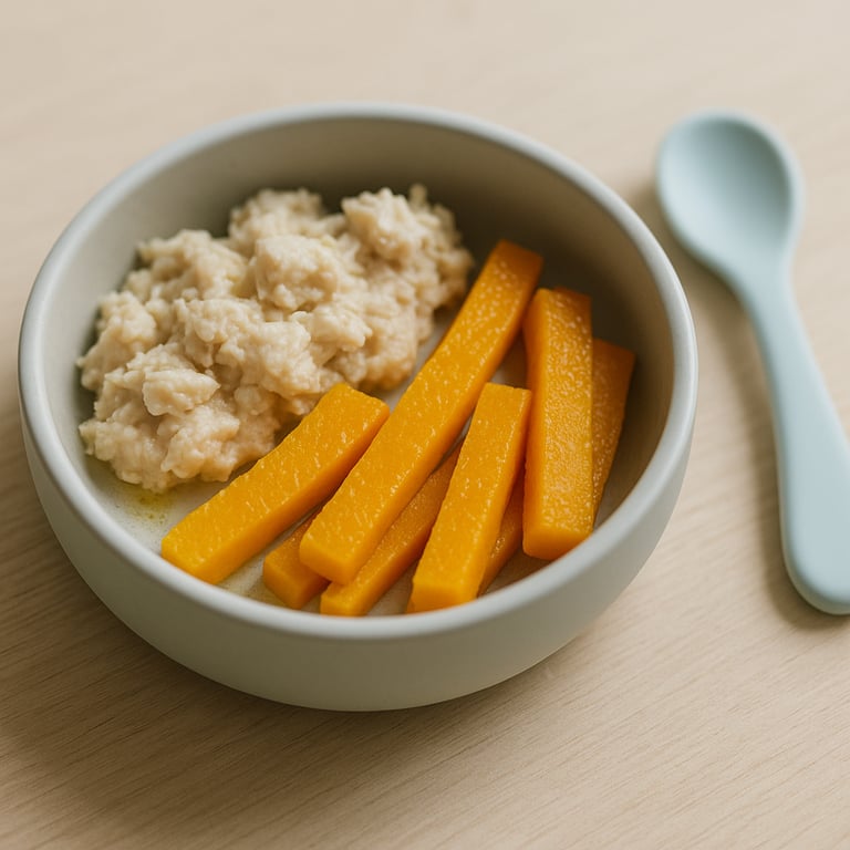 Hähnchen-Kürbis-Batons (Baby-led Weaning, 10+ Monate)