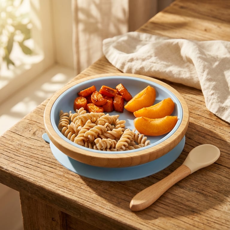 Sárgabarack, barna rizstészta és sárgarépa reggeli (10 hónapos kortól)