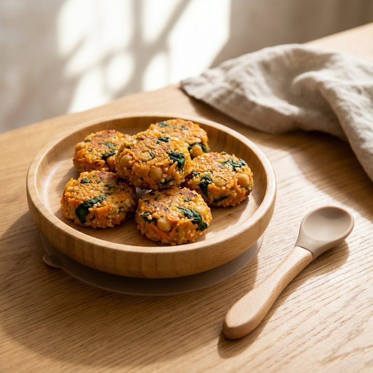 Karotten-, Kichererbsen- und Quinoa-Pasta-Patties (Kleinkind, ab 10 Monaten)