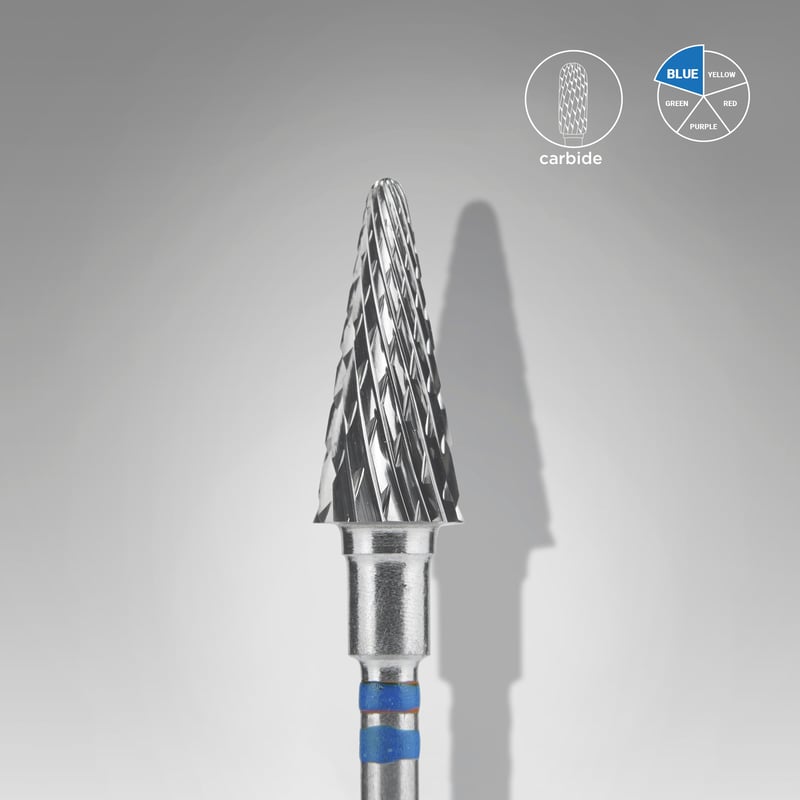 STALEKS EXPERT Fresa de metal duro para zurdos «cono» azul, diámetro 6 mm, parte de trabajo 14 mm