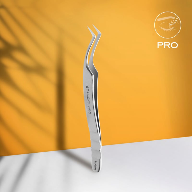 STALEKS EXPERT 41 TYPE 2 Professional lash tweezers with fiber tips, L-shaped, 40'