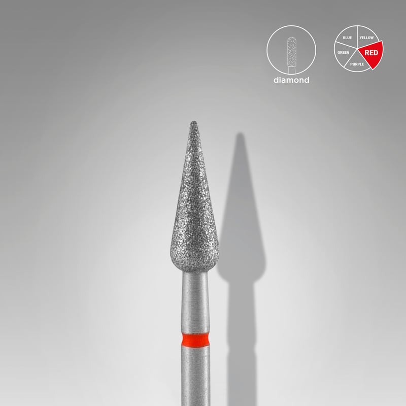 STALEKS EXPERT Fresa diamantada «Pera aguda» roja, diámetro 4 mm, parte de trabajo 12 mm