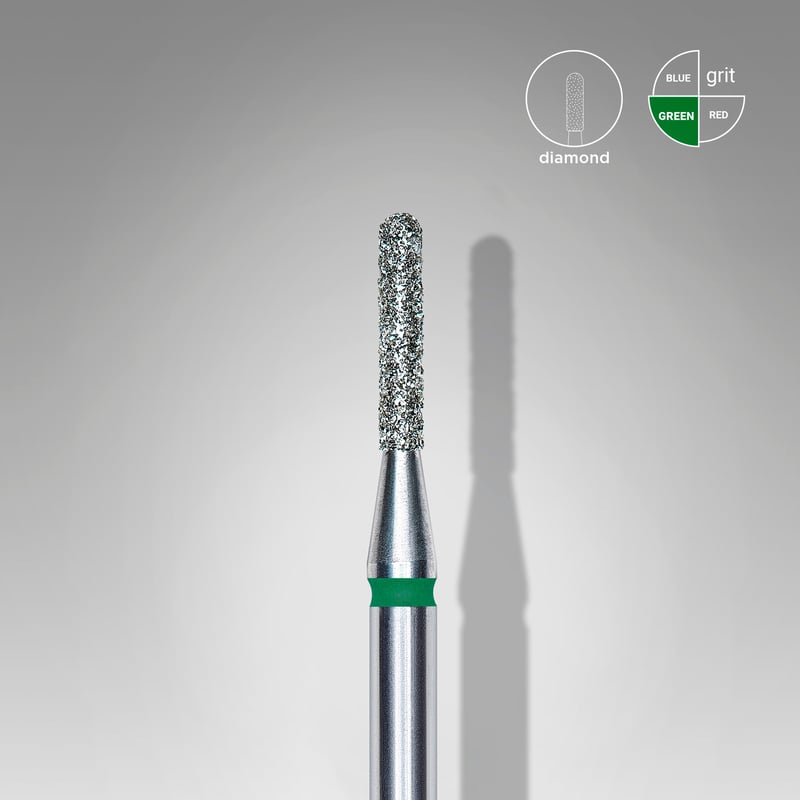 STALEKS EXPERT Diamond nail drill bit rounded cylinder green, head diameter 1,4 mm, working part 8 mm
