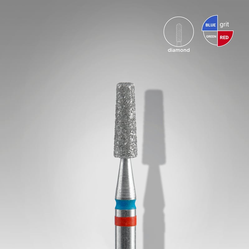 STALEKS EXPERT Diamond nail drill bit DUO cone red-blue, head diameter 2,5 mm, working part 8 mm
