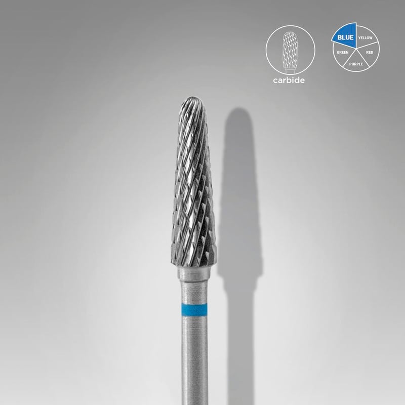 STALEKS EXPERT Carbide nail drill bit frustum blue, head diameter 4 mm, working part 13 mm